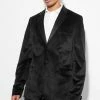Tall Skinny Velour Satin Lapel Suit Jacket Black