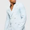 LIGHT BLUE SKINNY LINEN SUIT JACKET AND TROUSER Light Blue -Boohoo man shop unnamed file 405