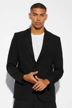 Oversized Boxy Suit Jacket And Straight Fit Trousers Black