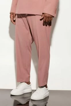 Plus Slim Crop Suit Trousers Light Pink