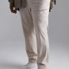 Plus Slim Stripe Textured Suit Trousers Beige