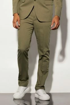 Oversized Boxy Suit Jacket And Straight Fit Trousers Olive