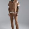Viscose Colourblock Boxy Shirt And Trouser Se Mocha -Boohoo man shop unnamed file 46