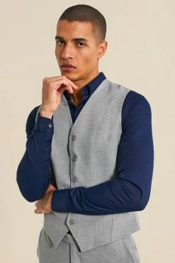 Slim Grey Waistcoat Grey