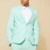 MINT SLIM LINEN CROP SUIT JACKET AND TROUSER Mint -Boohoo man shop unnamed file 467