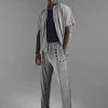 Short Sleeve Pleated Velour Boxy Shirt And Trouser Grey -Boohoo man shop unnamed file 47