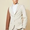 BEIGE SKINNY SPLICED SUIT JACKET AND TROUSERS Beige -Boohoo man shop unnamed file 474