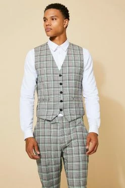 NEON GREEN SLIM CHECK SUIT JACKET, WAISTCOAT AND TROUSERS Neon-green -Boohoo man shop unnamed file 484
