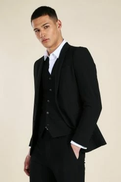 Super Skinny Black Single Breasted Jacket Black
