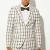 ECRU SUPER SKINNY CHECK SUIT JACKET AND TROUSERS Ecru -Boohoo man shop unnamed file 497