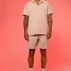 Oversized Short Sleeve Pleated Shirt And Short Light Pink -Boohoo man shop unnamed file 51
