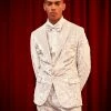 SILVER CRUSHED VELVET SUIT JACKET AND TROUSER Silver