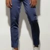Skinny Fit Satin Crop Suit Trousers Marine Blue