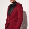 Skinny Single Breasted Tuxedo Suit Jacket Burgundy -Boohoo man shop unnamed file 540
