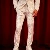 Skinny Crushed Velvet Suit Trousers Silver