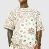 Oversized Pleated Bandana T-shirt Ecru -Boohoo man shop unnamed file 553