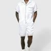 Satin Boxy Piping Shirt And Short Set White -Boohoo man shop unnamed file 56
