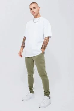 Oversized Heavyweight Panel Insert T-shirt Tracksuit Olive