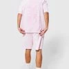 Oversized Overdyed La Palm Short Set Light Pink -Boohoo man shop unnamed file 570