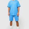 Oversized Official T-shirt Short Set Blue -Boohoo man shop unnamed file 575