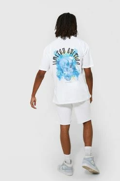 Oversized Limited Skull T-shirt And Short Set White