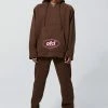 Oversized Ofcl V-neck Raglan Hooded Tracksuit Coffee