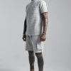 Slim Fit Waffle T-shirt And Cargo Short Set Grey Marl