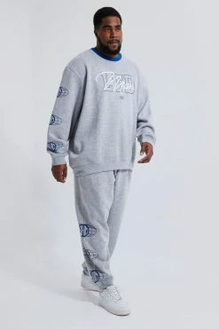 Plus Baggy Fit Ltd Edition Sweat Tracksuit Grey Marl