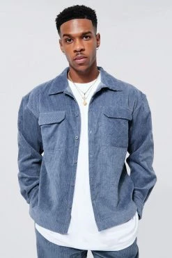Boxy Cord Overshirt Grey