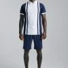 Zip Paneled Polo & Short Set Navy