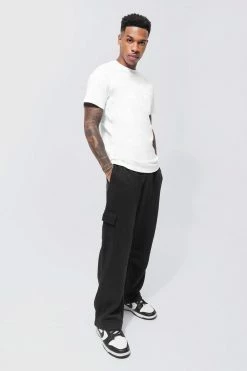 Relaxed Fit Cargo T-shirt And Jogger Set Black