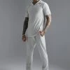 Heavyweight Ribbed Velour Polo And Jogger Set Light Grey -Boohoo man shop unnamed file 598