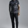Pleated Printed Slim Polo, Jogger Set Black -Boohoo man shop unnamed file 599