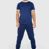 Slim Contrast Ringer T-shirt And Jogger Set Navy -Boohoo man shop unnamed file 602