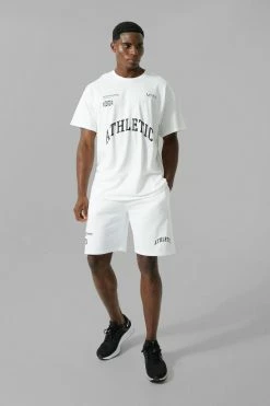 Man Active Oversized Athletic Short Set White