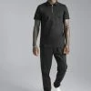 Muscle Fit 1/4 Zip Polo And Jogger Set Black -Boohoo man shop unnamed file 611