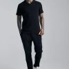 Waffle Textured Revere Polo & Jogger Set Black