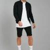 Smart Knitted Harrington Jacket & Shorts Set Black
