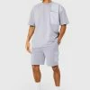 Oversized Nylon Pocket T-shirt & Short Set Grey -Boohoo man shop unnamed file 636