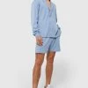 Long Sleeve Waffle Wrap Shirt And Short Blue -Boohoo man shop unnamed file 64