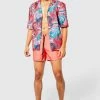 Drop Revere Slub Dragon Shirt And Swims Set Red -Boohoo man shop unnamed file 8