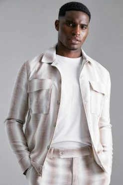 Smart Check Harrington And Trouser Set Light Grey