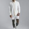 Long Sleeve Jersey Textured Shirt And Short Ecru -Boohoo man shop unnamed file 89