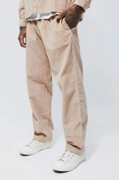 Elasticated Cord Straight Leg Trouser Taupe