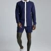 Long Sleeve Jersey Textured Shirt And Short Navy -Boohoo man shop unnamed file 93